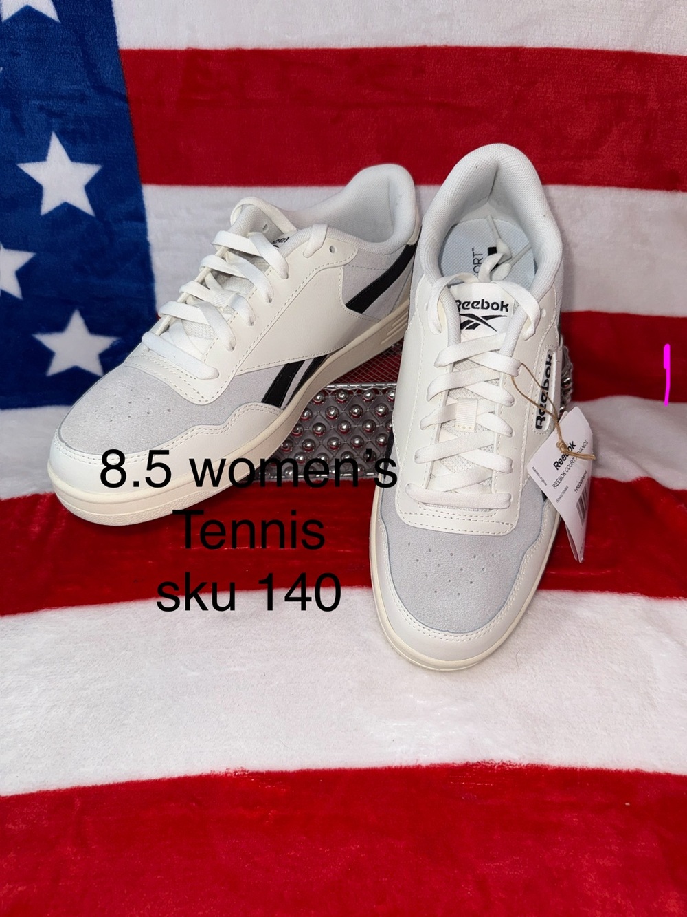 Reebok Women's 8.5 White, Gray and Black Casual Tennis Sneakers
